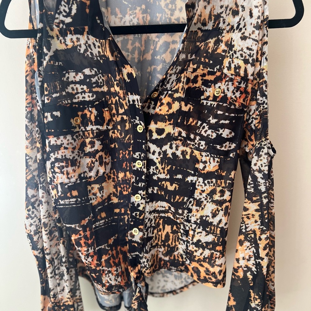 Bebe Black and Orange Blouse with Chic Appeal